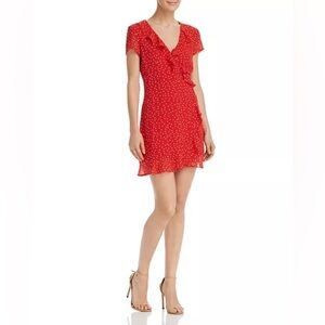 Bardot Red Polka Dot Open Back Ruffled Mini Dress